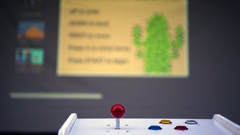 Visitors played the games on custom-made arcade-style consoles.